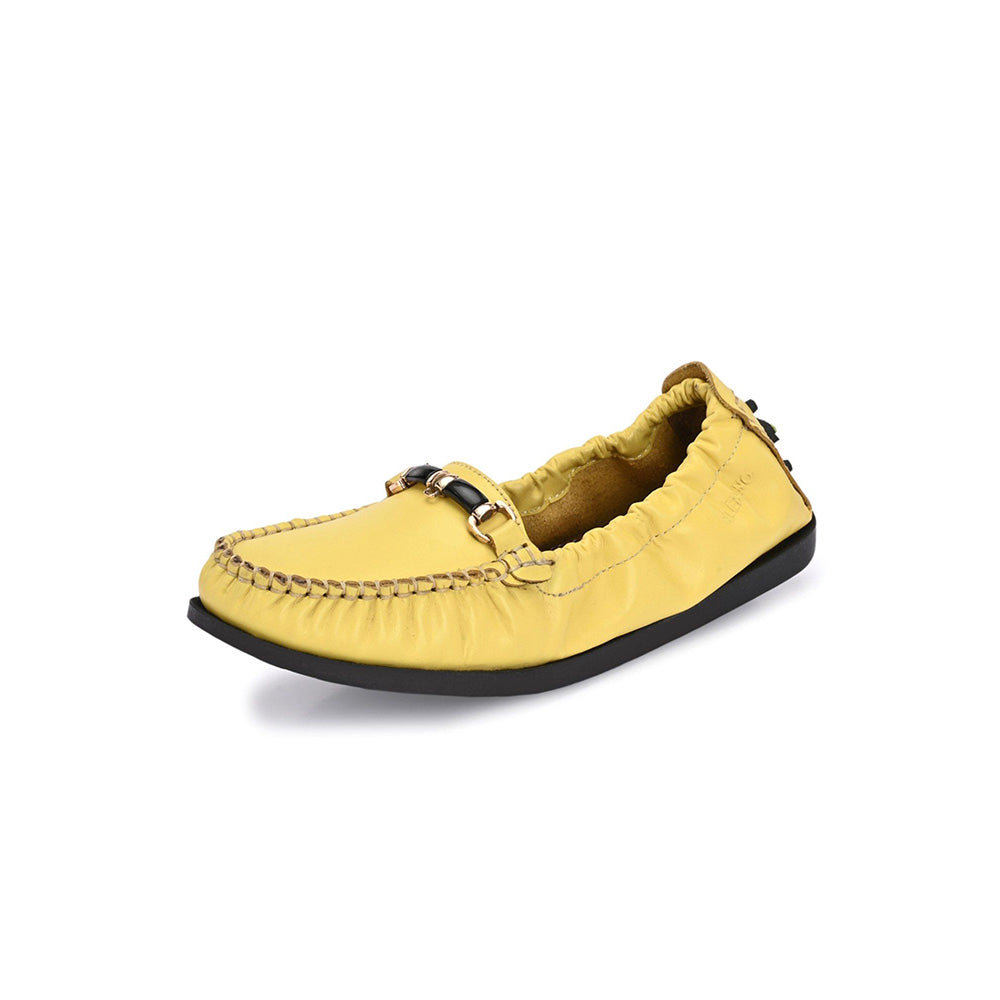 Valentino Women Yellow Leather Loafers