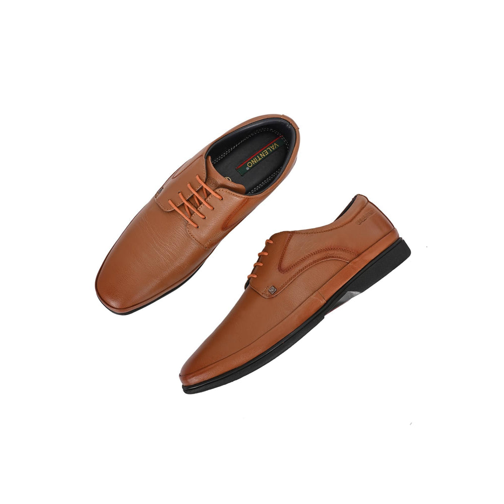 Valentino Mens Leather Formal Derbies - Tan