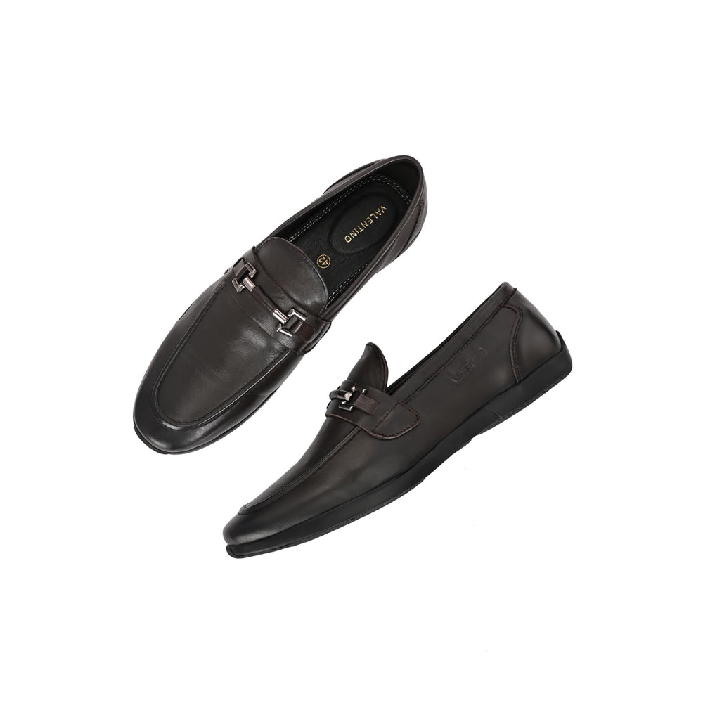 Valentino Mens Leather Casual Loafers - Brown