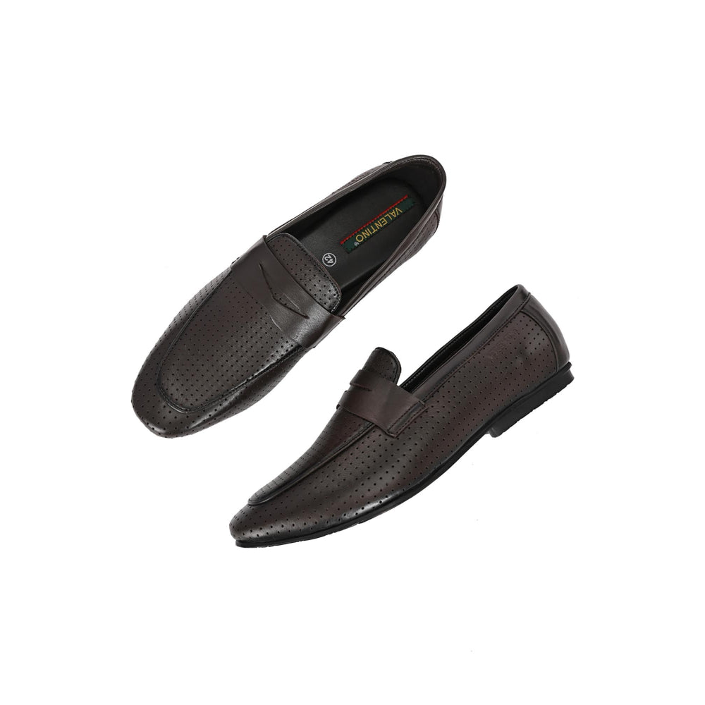 Valentino Mens Leather Casual Loafers - Brown