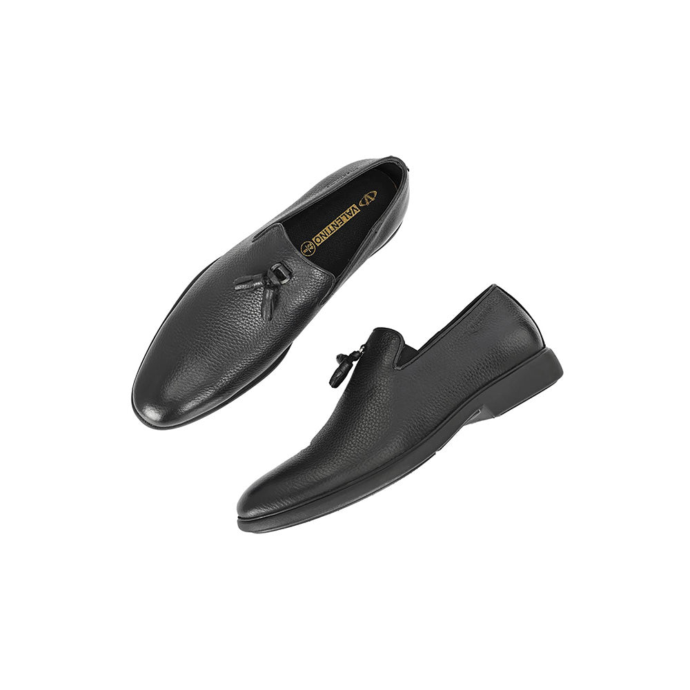 Valentino Mens Leather Formal Loafers - Black
