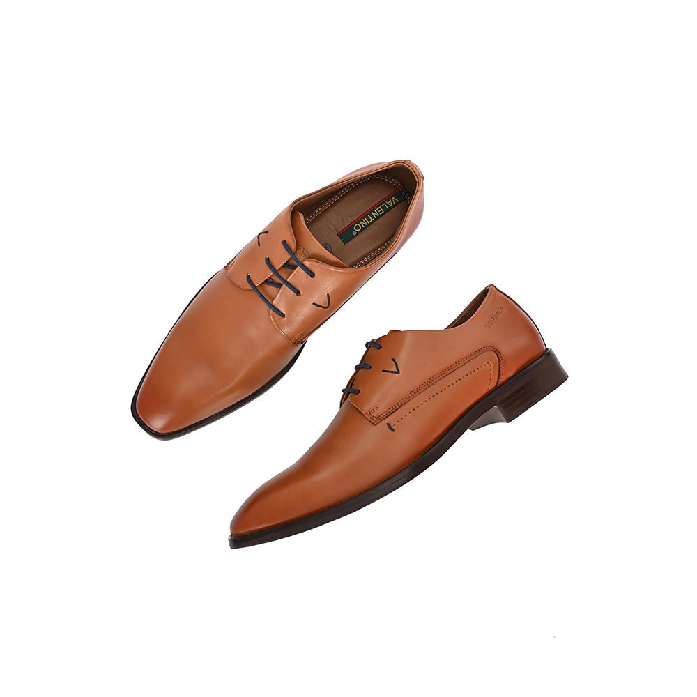 Valentino Mens Leather Formal Derbies - Tan