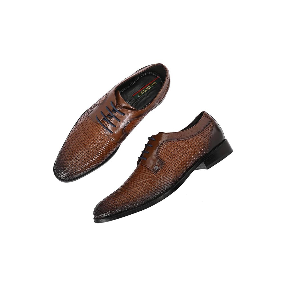 Valentino Mens Leather Formal Derbies - Tan