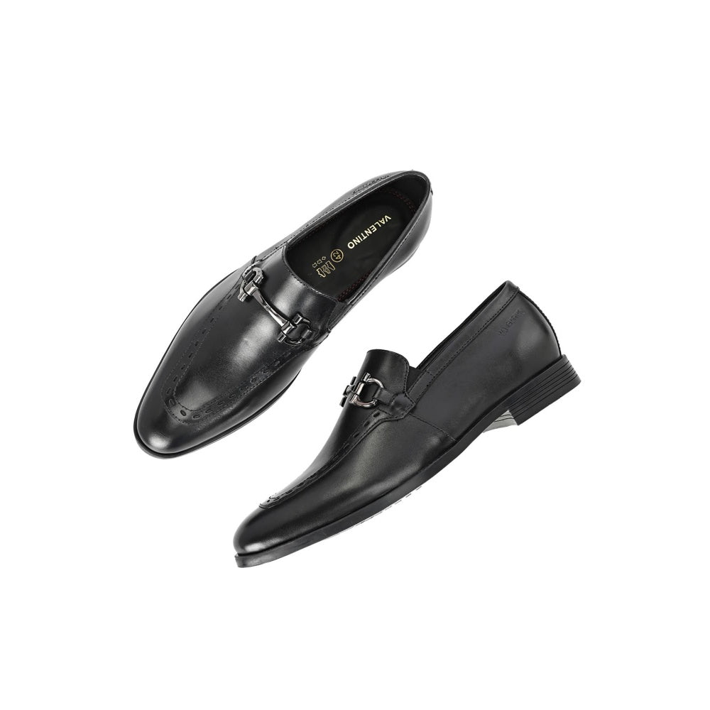 Valentino Mens Leather Casual Loafers - Black