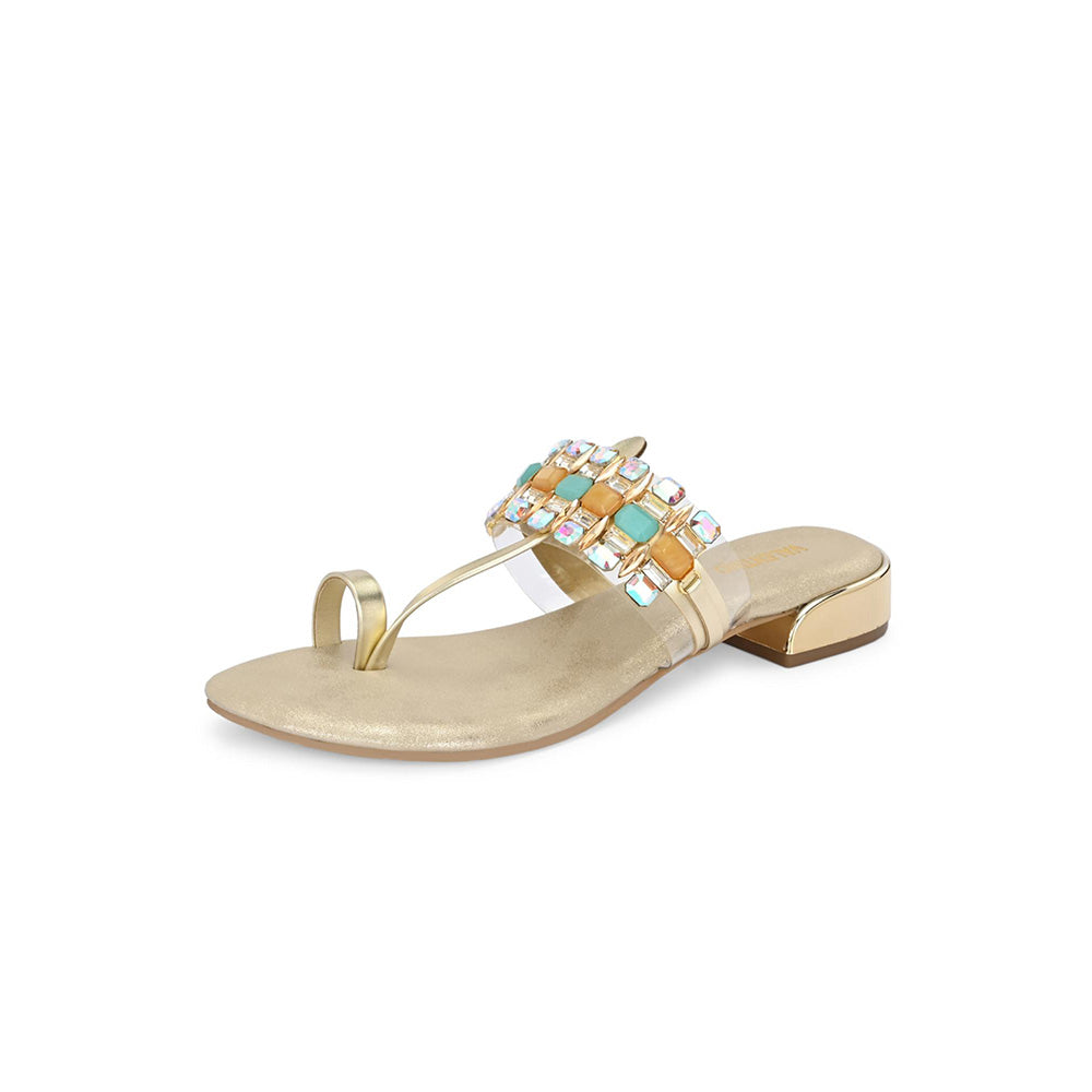 Valentino Women Premium Gold Sandal Heels