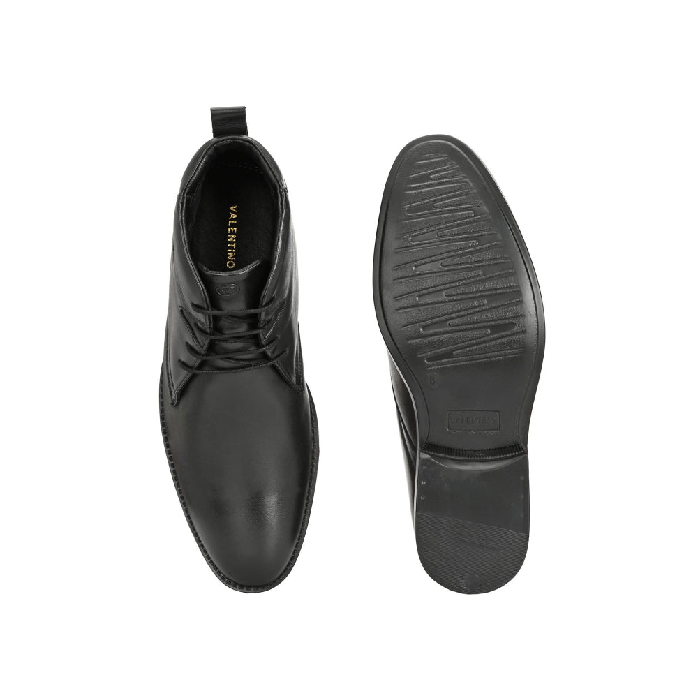 Valentino Men Premium Leather Black Lace-Up Formal Derby Shoes