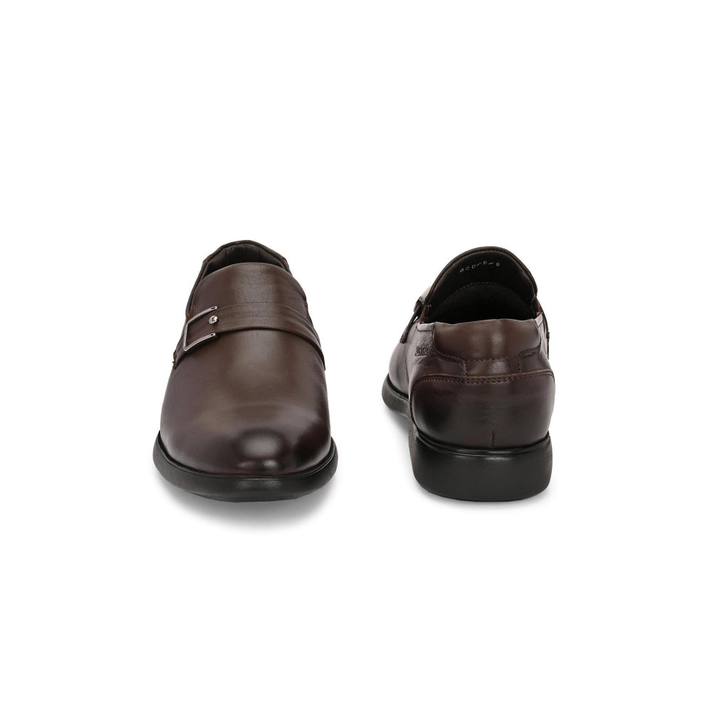 Valentino Men Premium Leather Brown Slip-On Formal Loafer Shoes