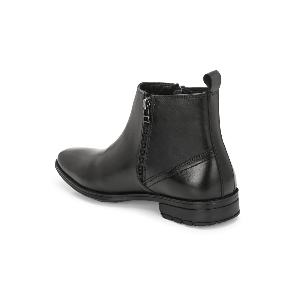 Valentino Men Premium Leather Black Formal Ankle Zipper Boot