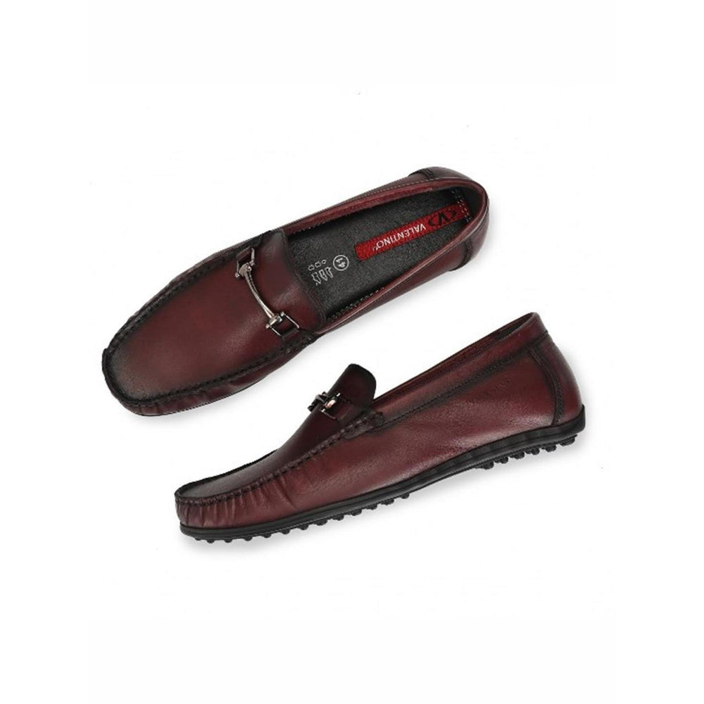 Valentino Men Premium Leather Bordo Slip on Loafer