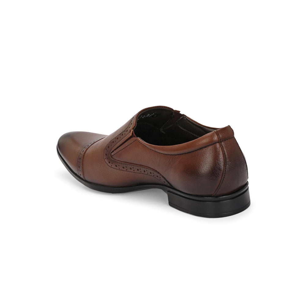 Valentino Men Premium Leather Mocca Slip-On Formal Loafer Shoes