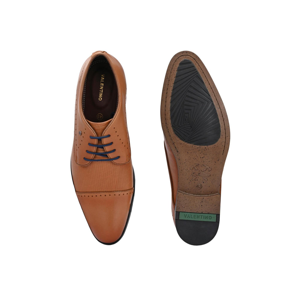 Valentino Men Premium Leather Cap Toe Formal Shoes