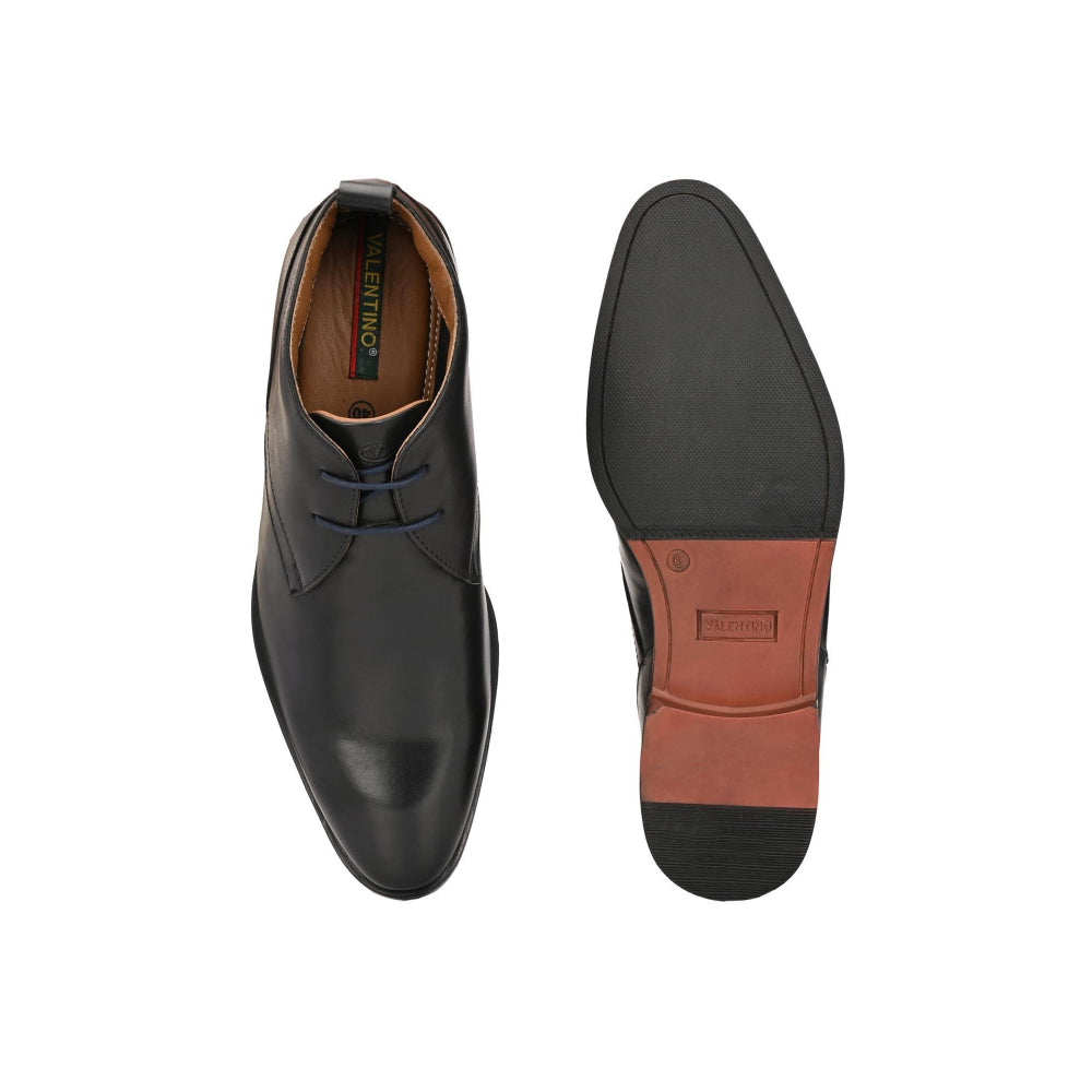 Valentino Men Premium Leather Black Lace-Up Formal Derby Shoes