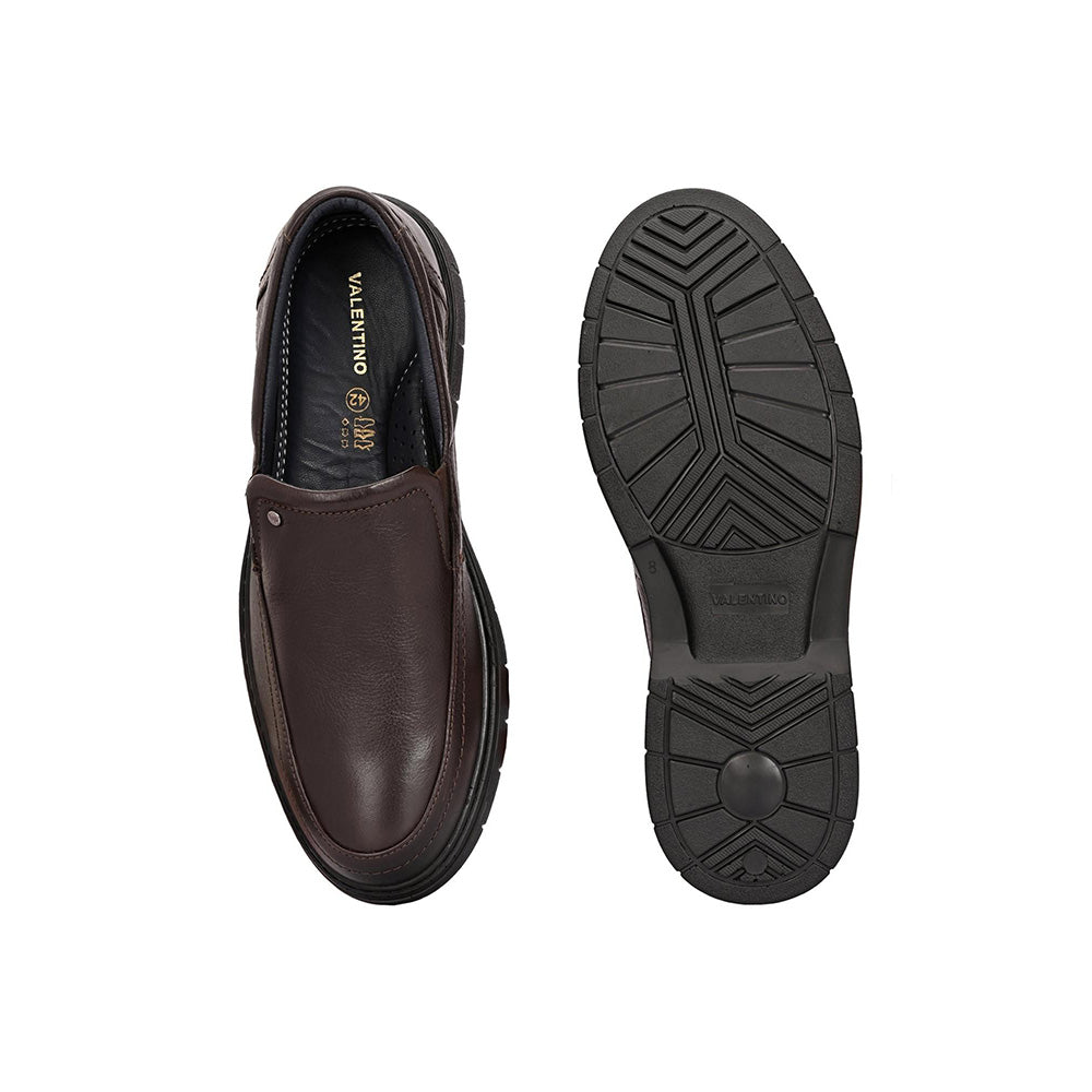 Valentino Men Premium Leather Brown Formal Slip-On Loafer Shoes