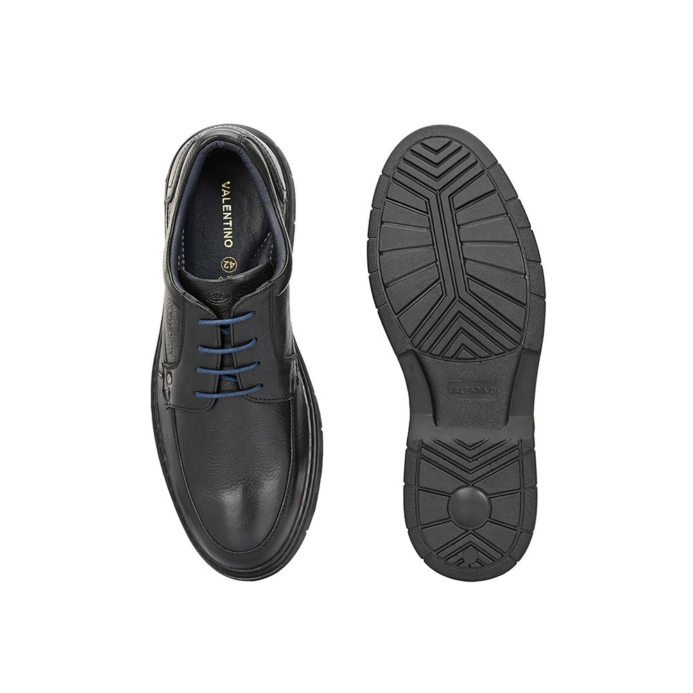 Valentino Men Premium Leather Black Formal Lace-Up Shoes