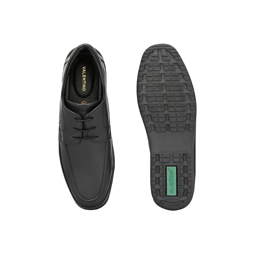 Valentino Men Premium Leather Black Formal Lace-Up Shoes