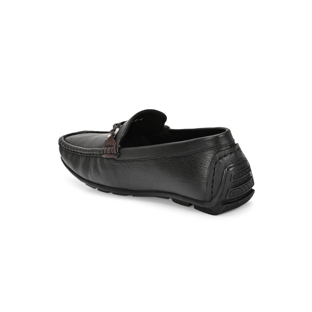 Valentino Men Premium Leather Black Slip On Loafer