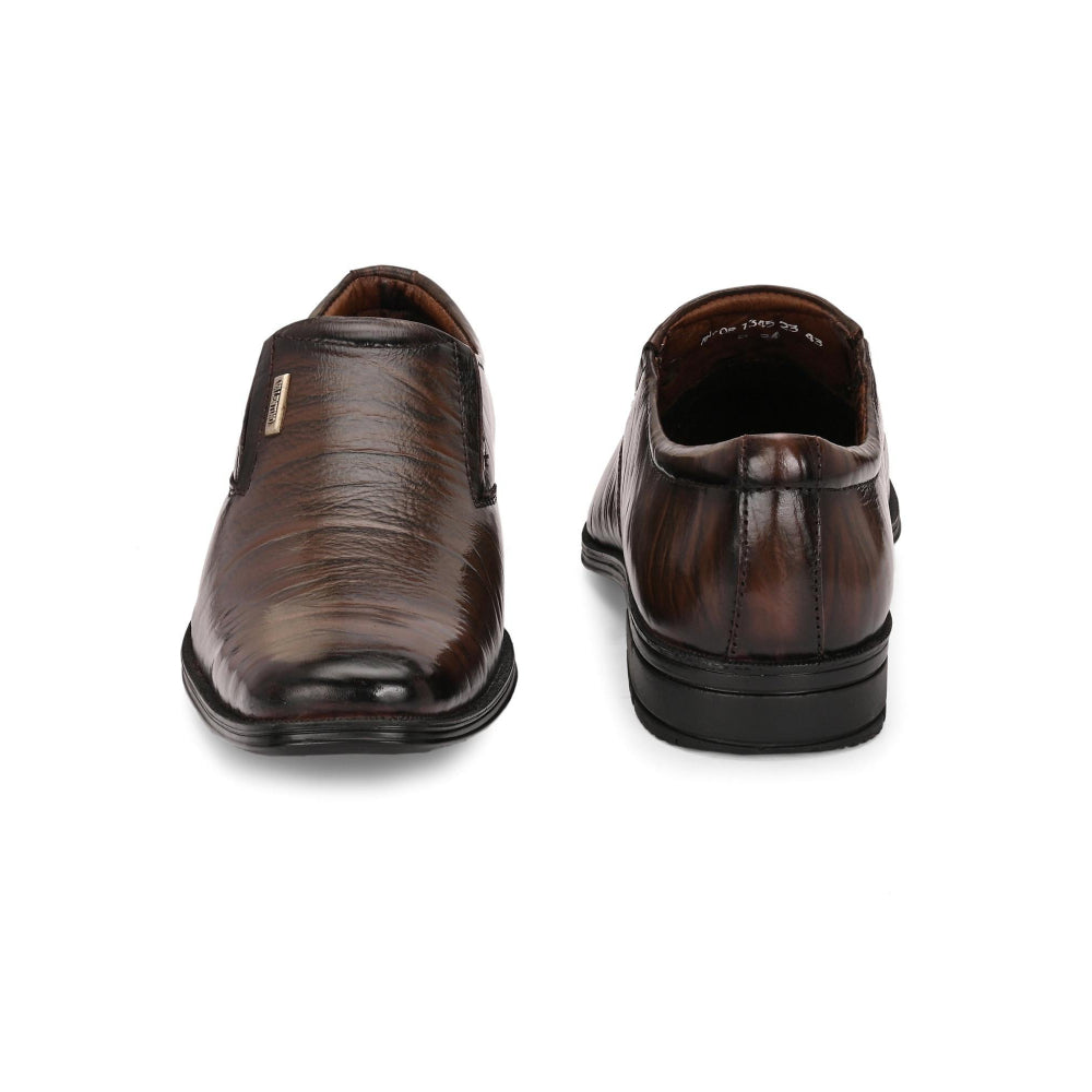 Valentino Men Premium Leather Brown Slip-On Formal Loafer Shoes