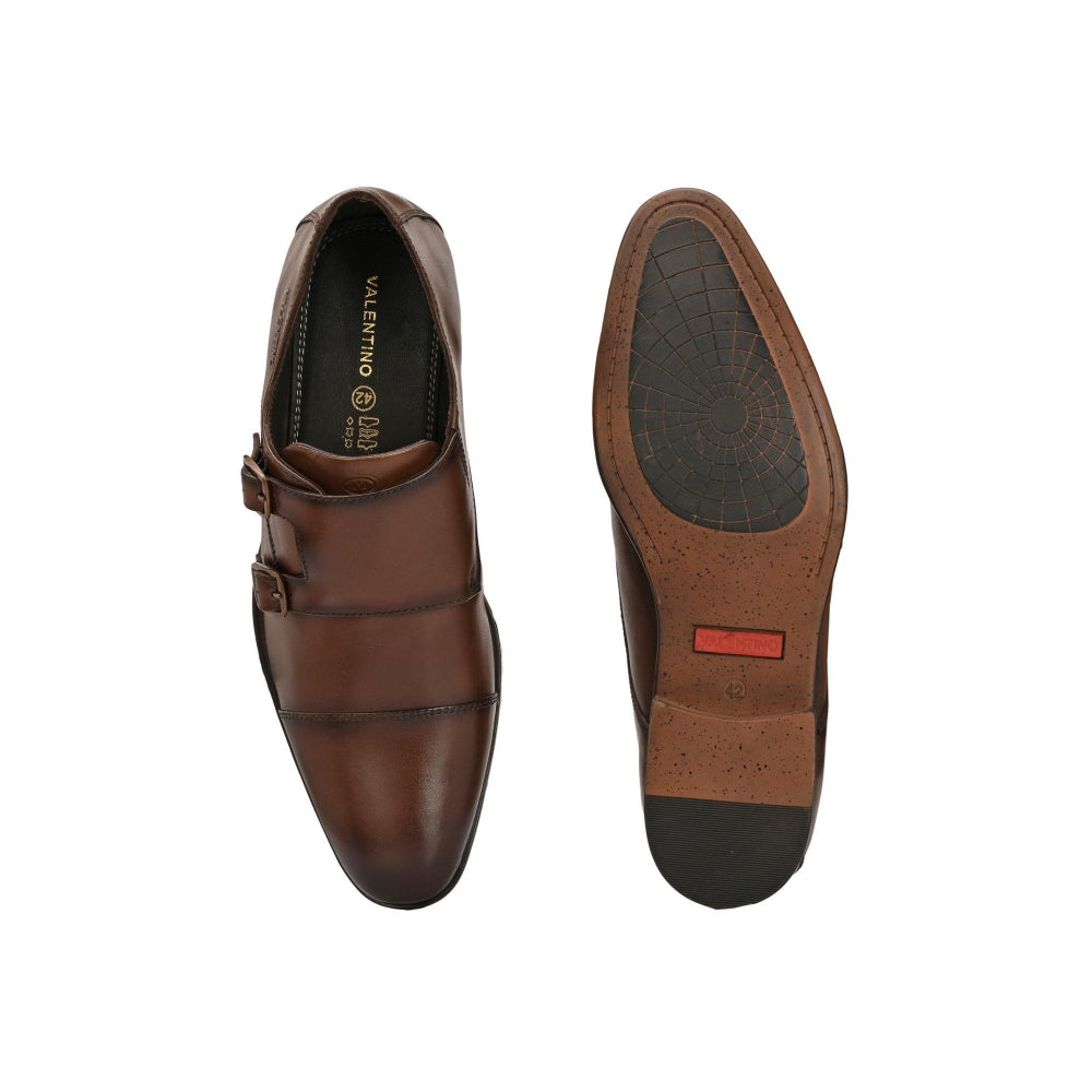 Valentino Men Premium Leather Double Strap Formal Monk Shoes