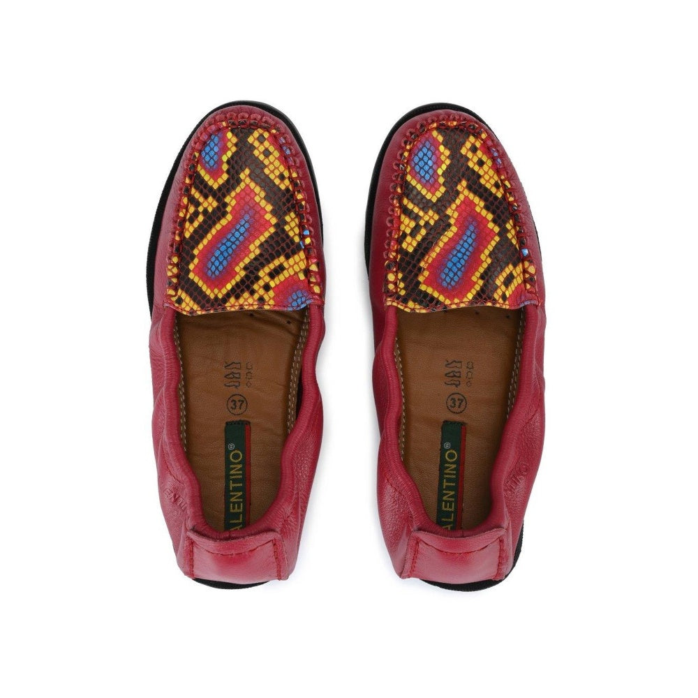 Valentino Women Premium Leather Red Slip On Flexible Loafer