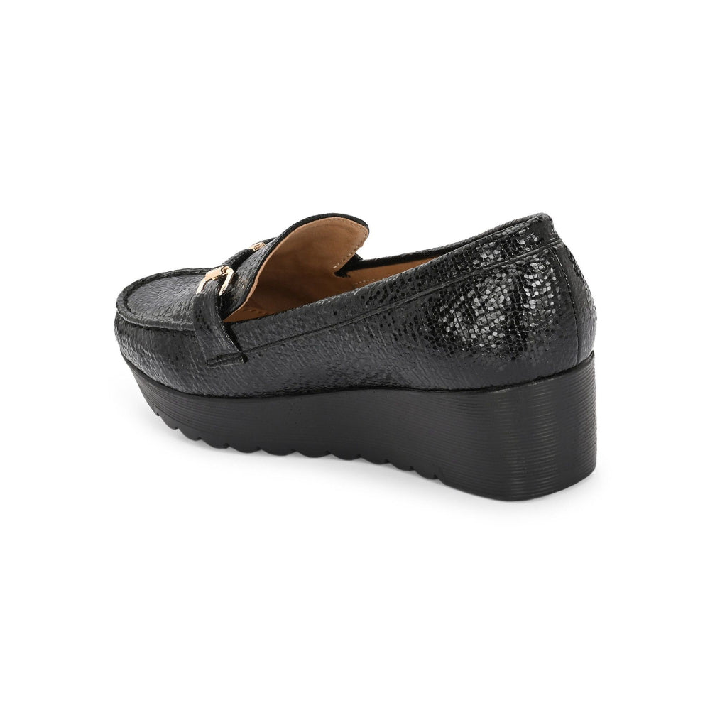 Valentino Women Black Textured Stylish Loafers