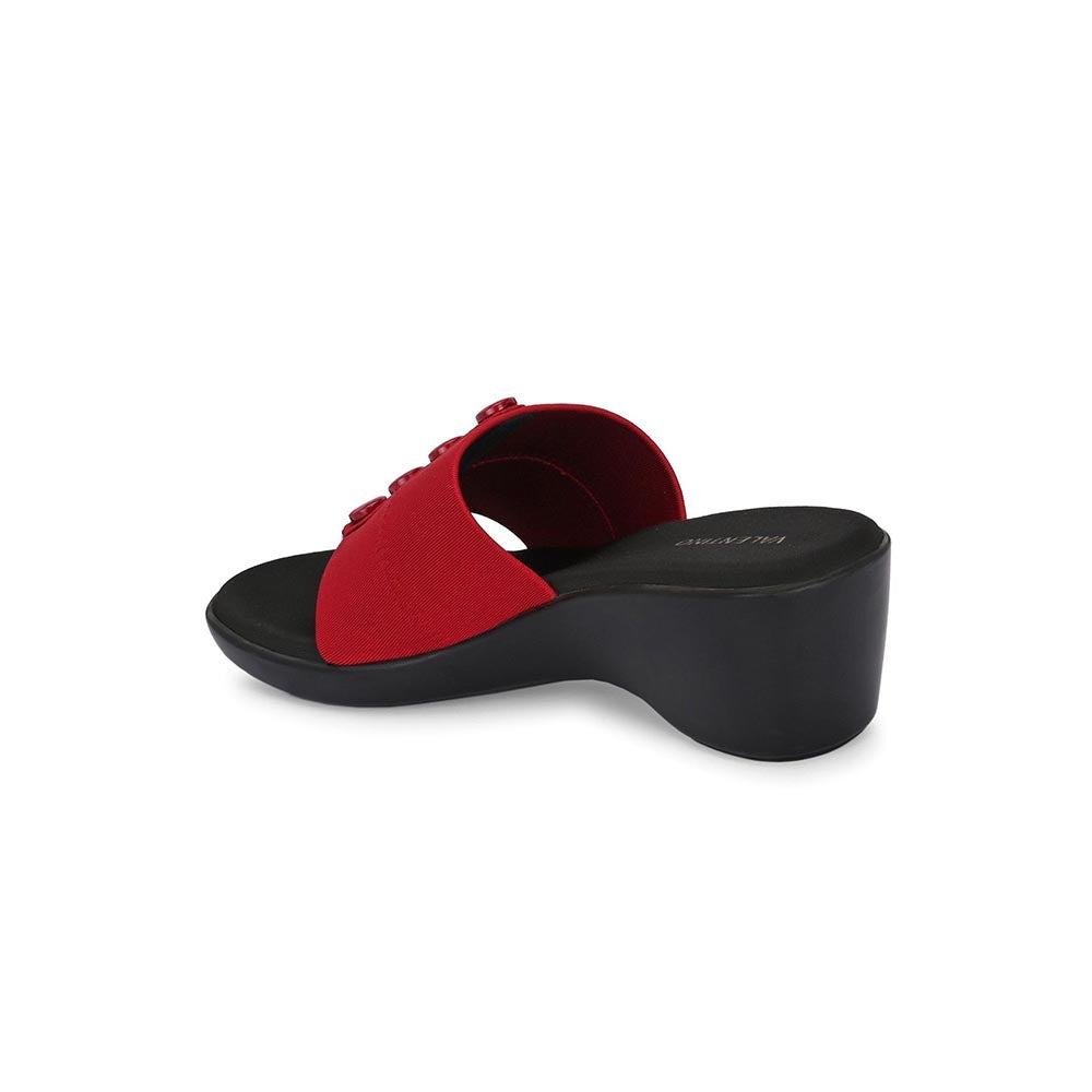 Valentino Women Maroon Wedge Slide Sandals