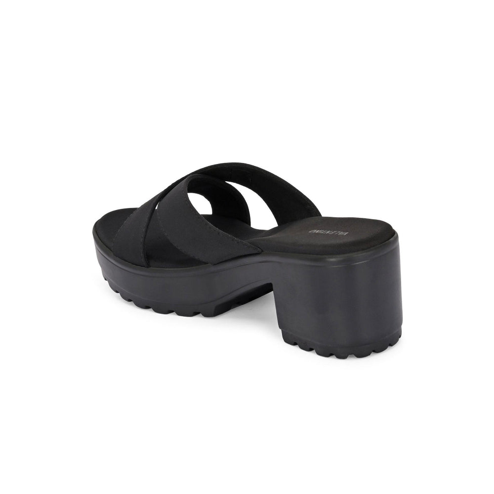 Valentino Women Black Block Heel Cross Strap Sandals