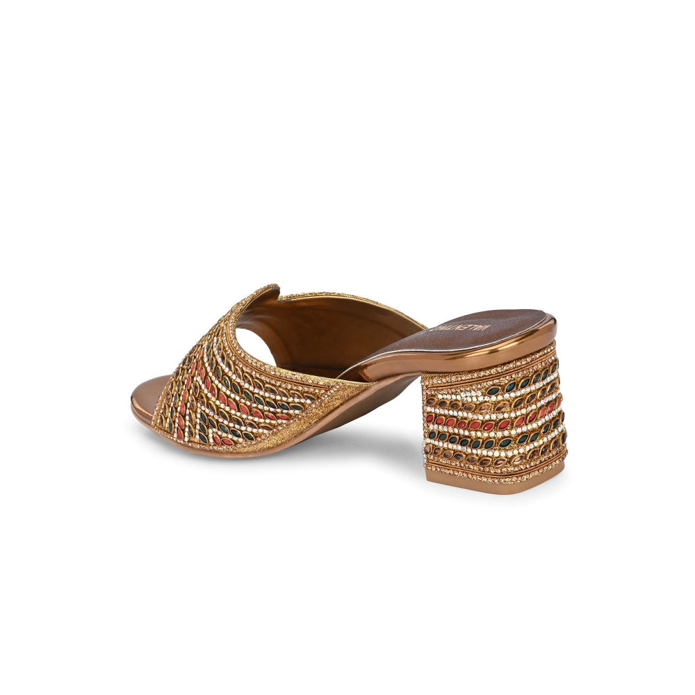Valentino Women Partywear Embroidered Block Heel Sandal
