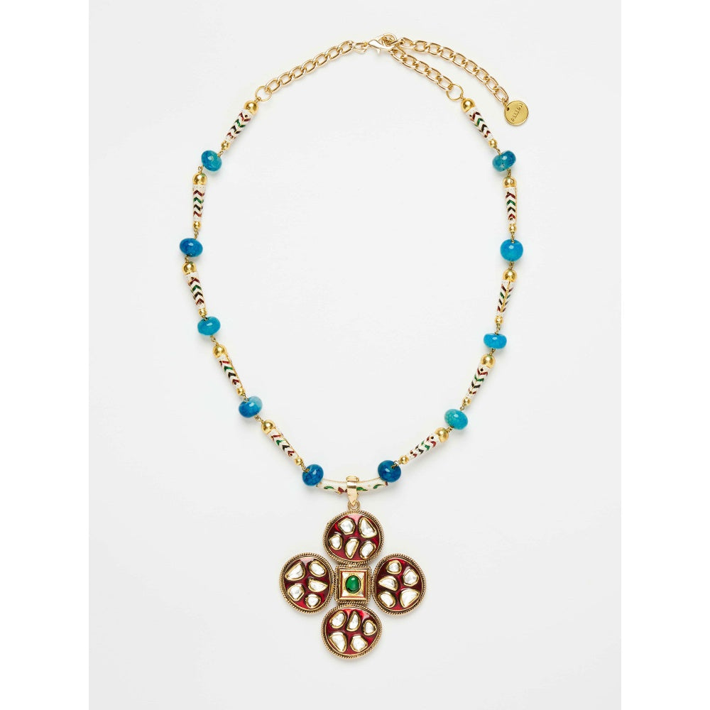 Valliyan Multi-Colour Polki Pope Necklace