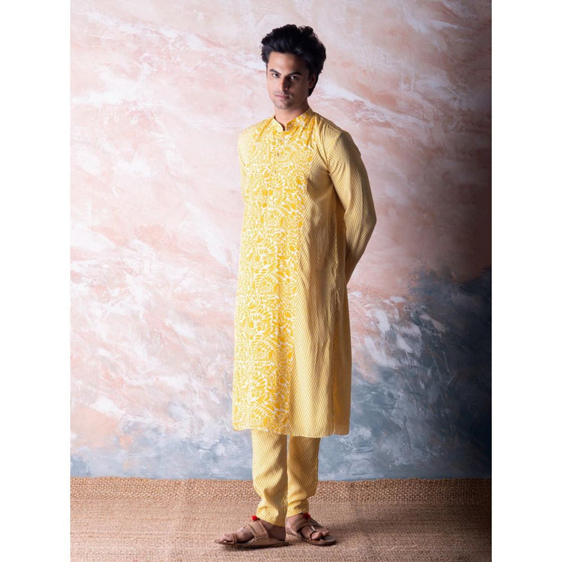 Vama Asher Canary Yellow Printed Kurta with Pant (Set of 2)