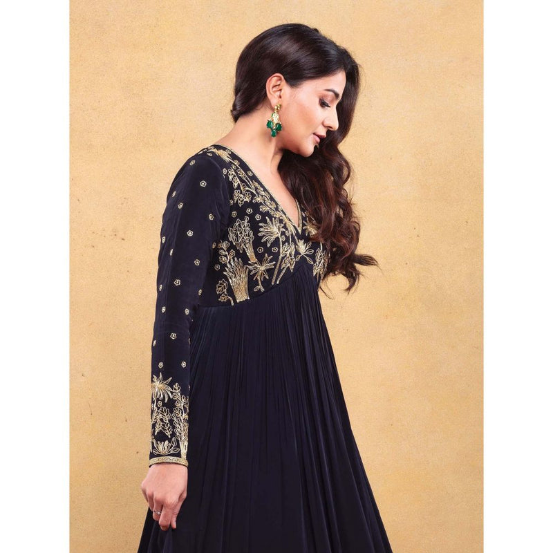 Vama Asher Black Embroidered Dress