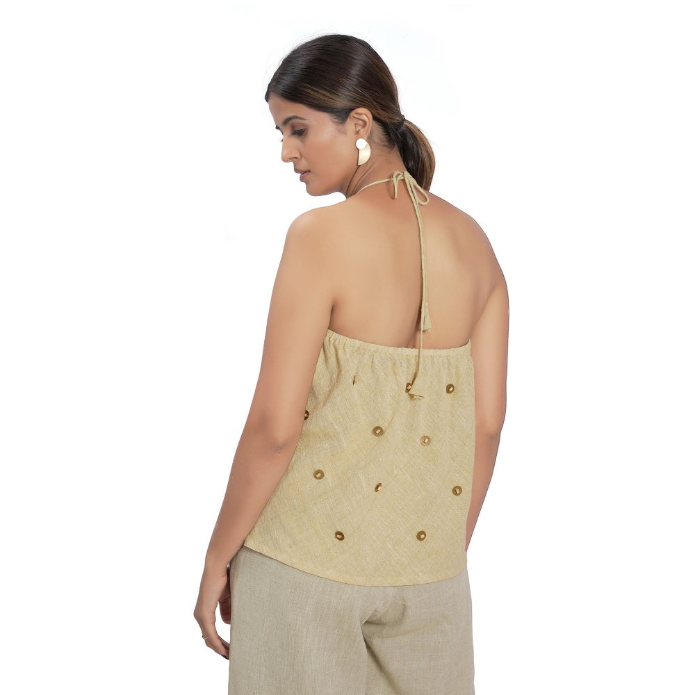 Vana Ethnics Sustainable Beige Cotton Top
