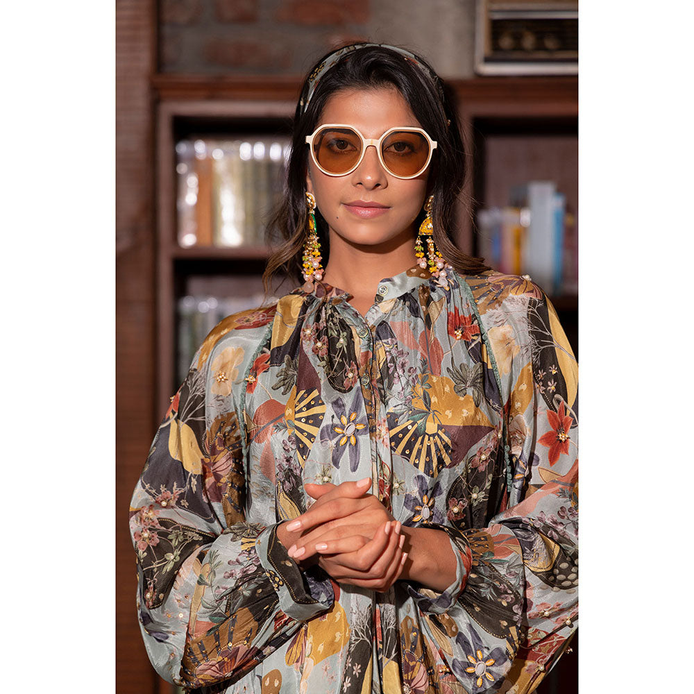 Vana Ethnics Ash Grey Printed Co-Ord (Set of 2)