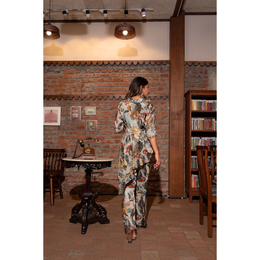 Vana Ethnics Ash Grey Printed Co-Ord (Set of 2)