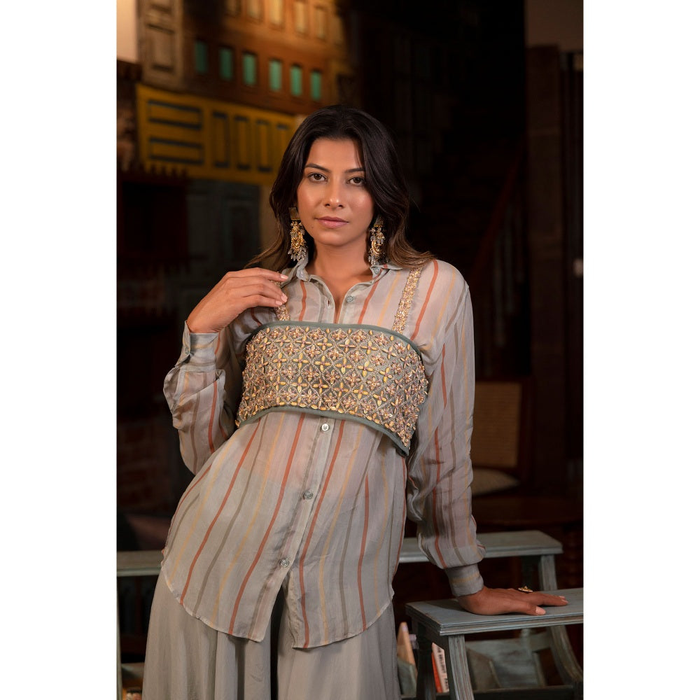 Vana Ethnics Ash Grey Cocktail Co-Ord (Set of 3)