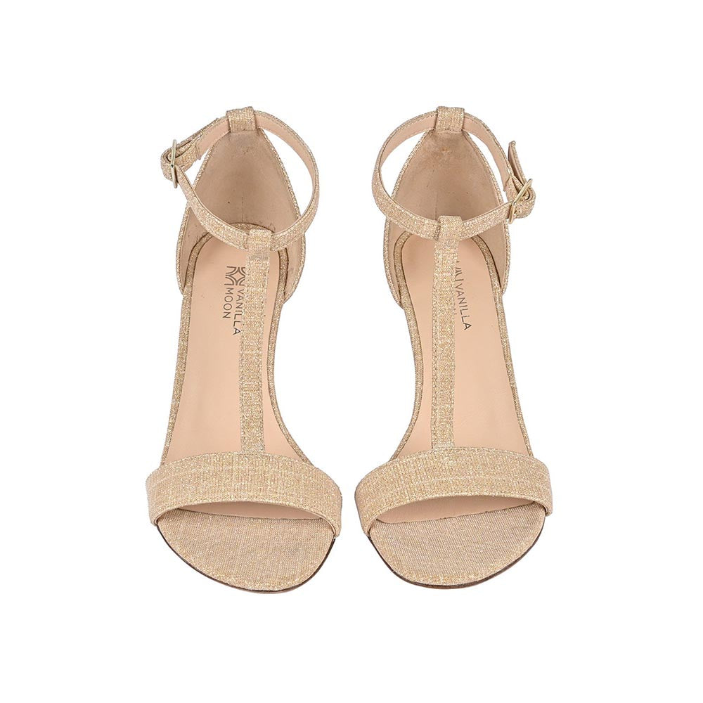 Vanilla Moon Heels Gold Embellished Sequined