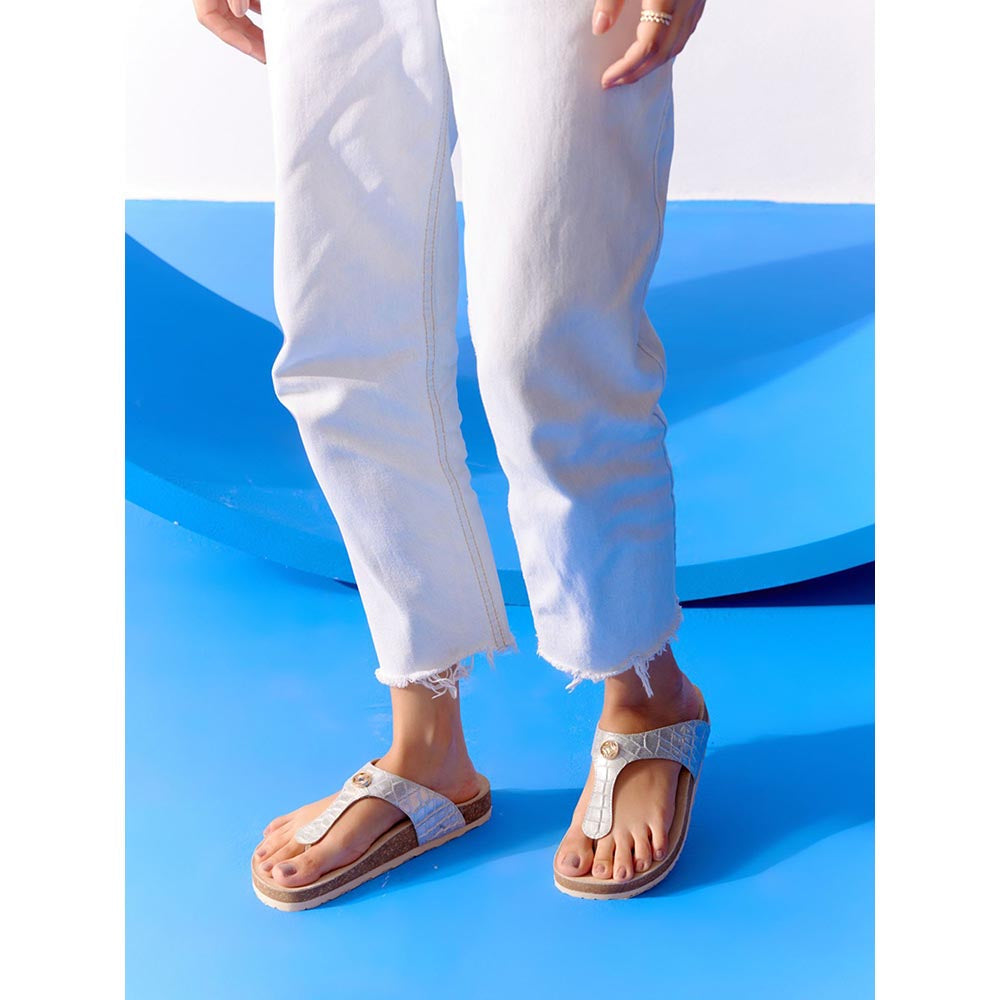 Vanilla Moon Silver Textured Flats