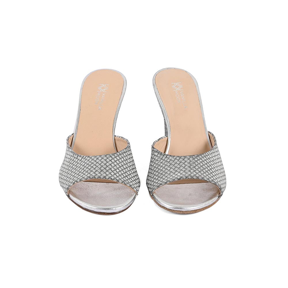 Vanilla Moon Silver Textured Heels