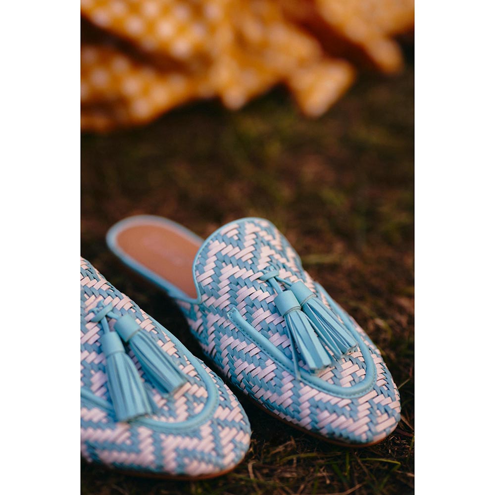 Vanilla Moon Ozzy Slip On Flats Mules - Blue