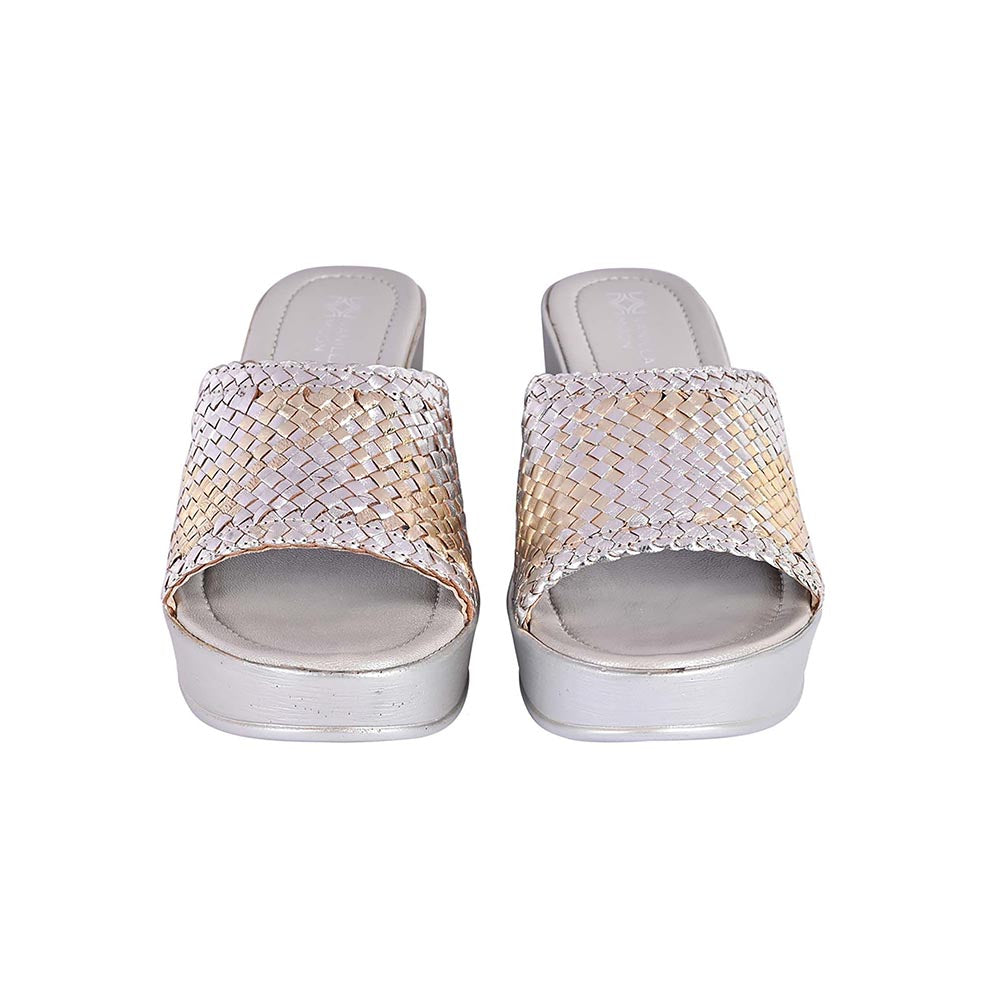 Vanilla Moon Women Silver Round Toe Wedges