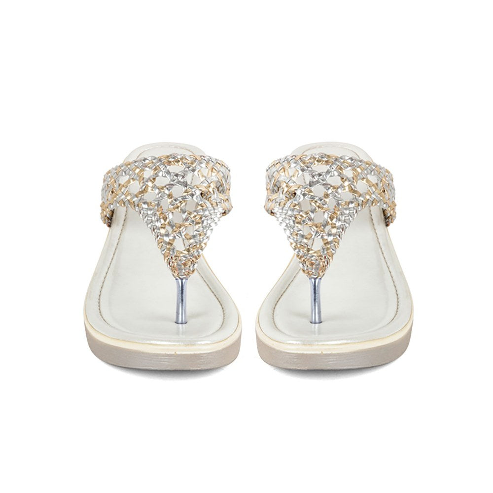 Vanilla Moon Patterned Silver Wedges