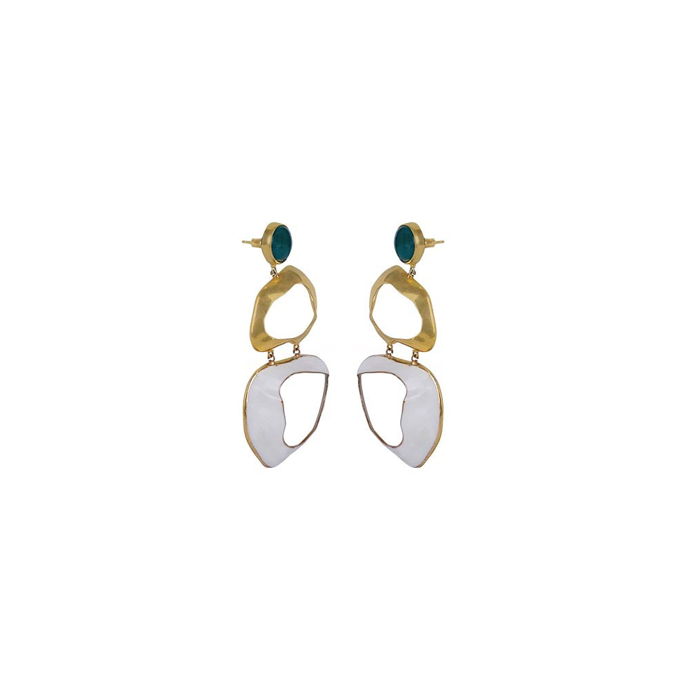 VARNIKA ARORA Drift Green and White Dangler Earrings