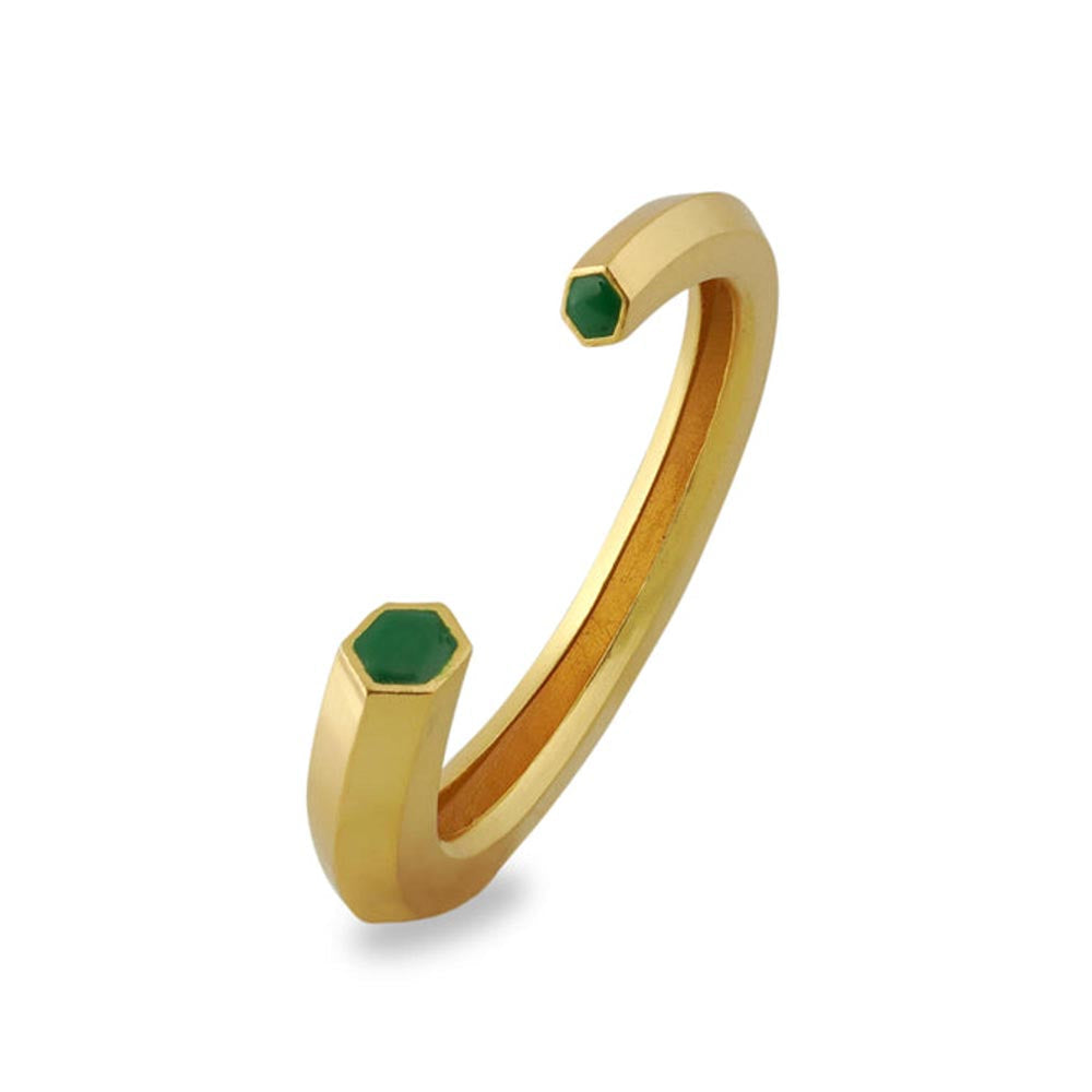 VARNIKA ARORA Hexa Green Enamel Gold Cuff