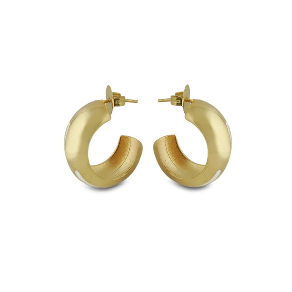 VARNIKA ARORA Luna White Enamel Gold Hoops