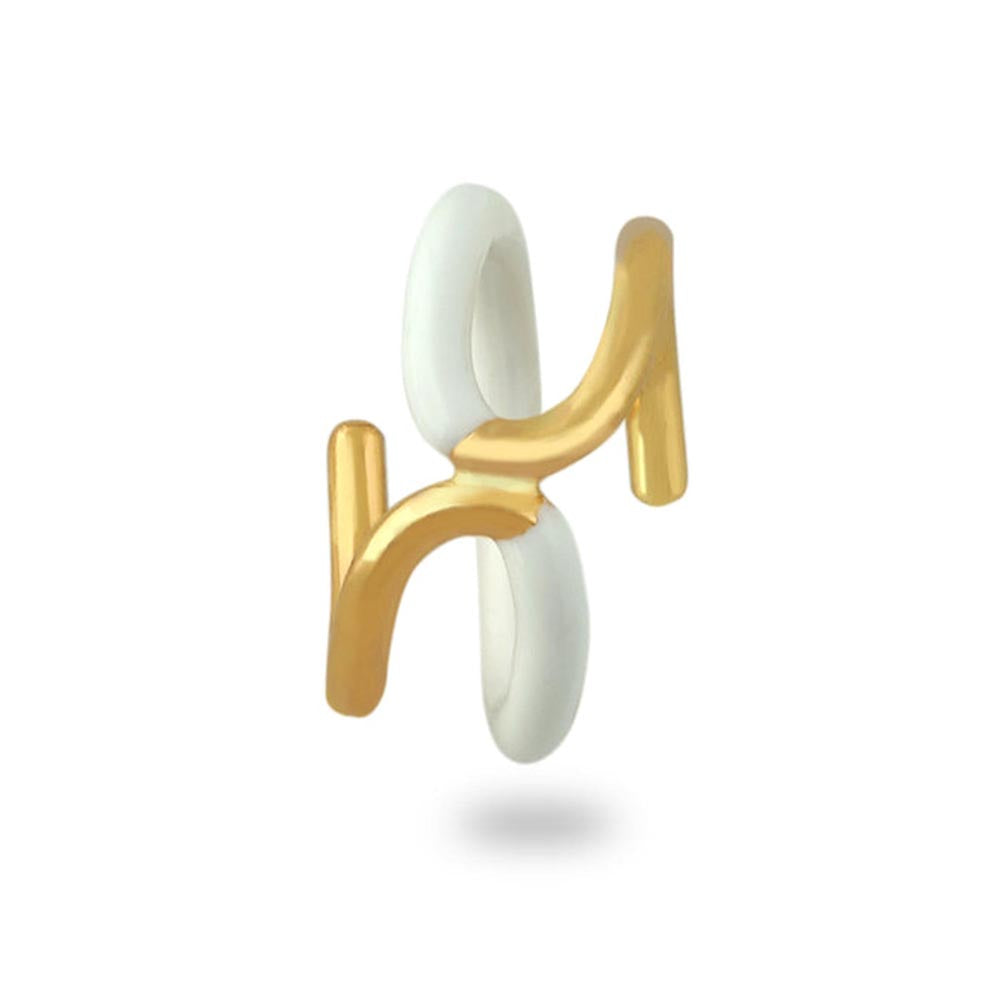 VARNIKA ARORA Twistie 2-Way White Enamel Gold Ring
