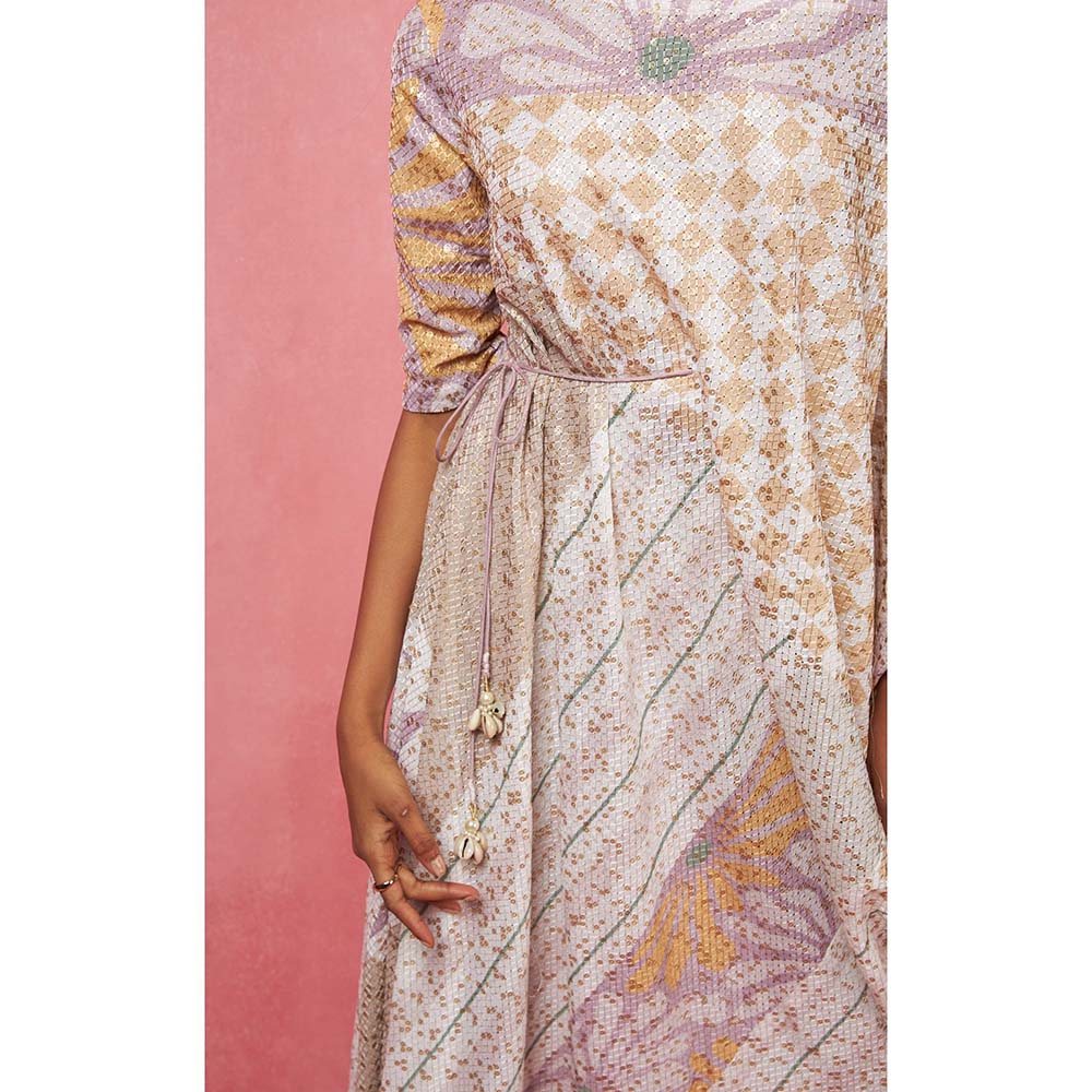Vedika M Multi-Color Sequinned Drop Shoulder Maxi Dress (Set of 2)