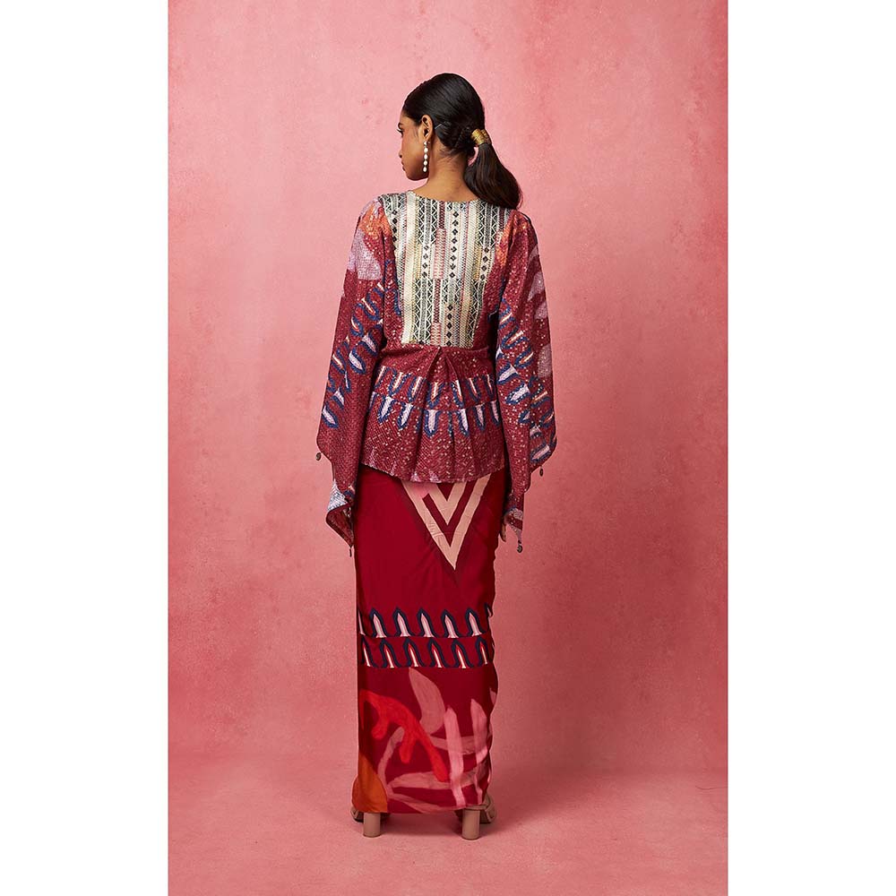 Vedika M Multi-Color Sequinned Top with Skirt (Set of 2)