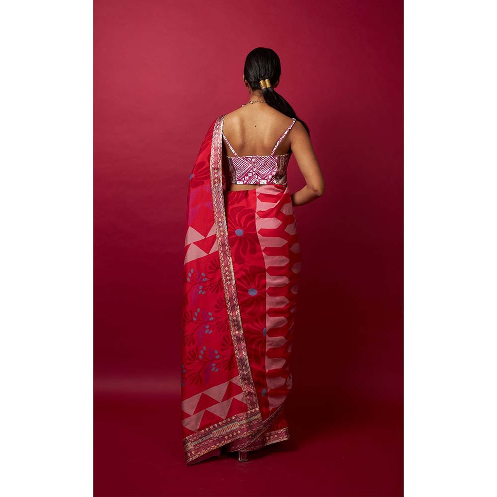 Vedika M Multi-Color Saree with Stitched Blouse