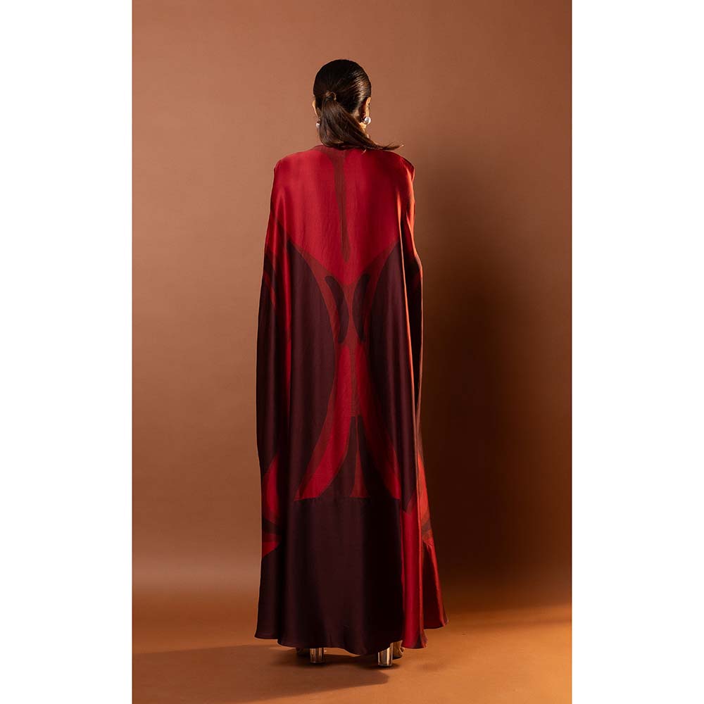 Vedika M Maroon Printed Kaftan Dress