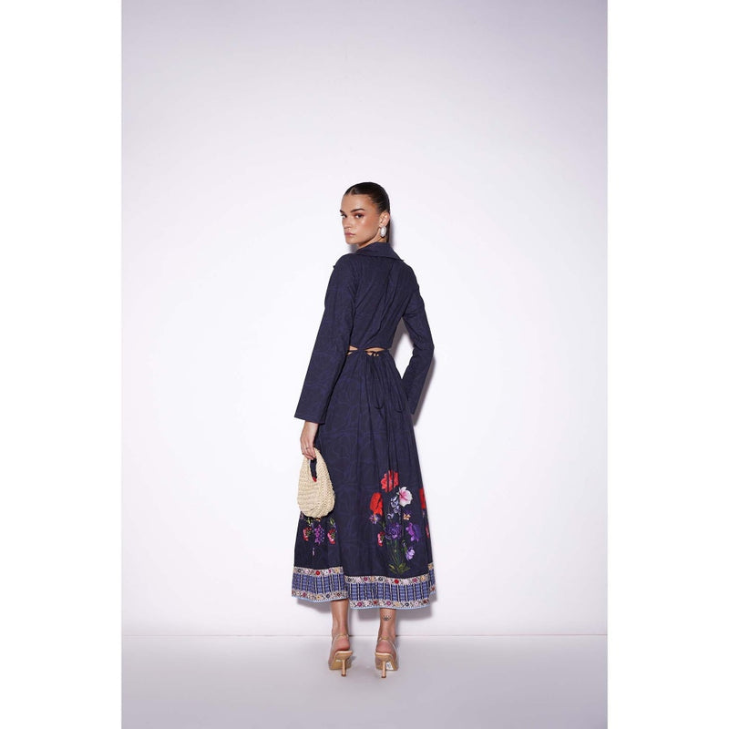 Verb Navy Blue Piera Cutout Maxi Dress