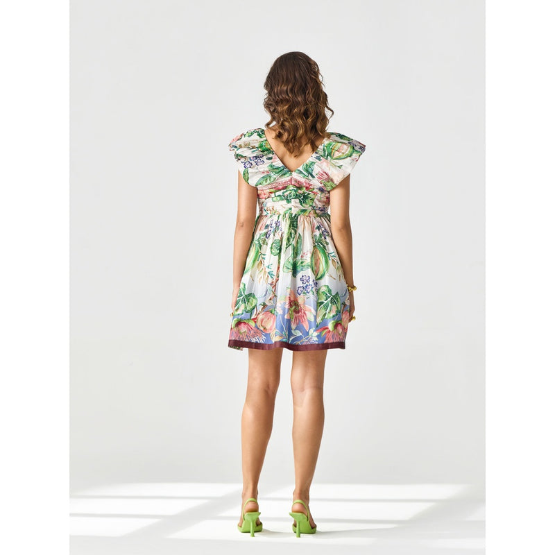 Verb Green Floral Printed Nihira Mini Dress